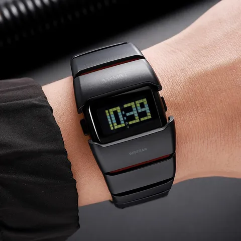 Men's Digital Sports Watch Waterproof LED Luminous Square Electronic Wristwatch with Stopwatch Date Alarm Wrist Watch