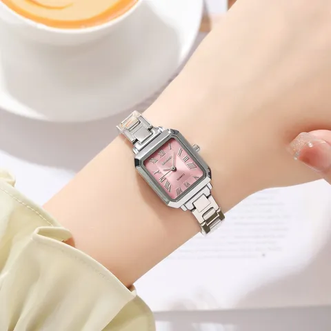 Orologio al Quarzo da Donna in Acciaio Inossidabile Quadrato Impermeabile Analogico Moda Affari Casuale