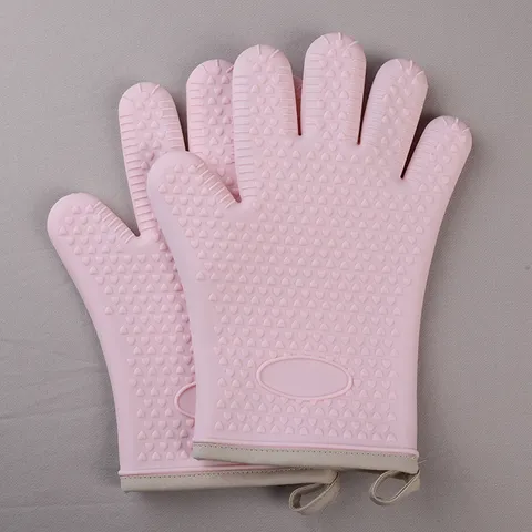 Silicone Cotton Kitchen Heat Resistant Oven Mitts Food Grade Thickened Anti-Scald Microwave Casserole Baking Gloves Cooking Tool