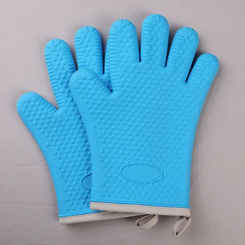 Silicone Cotton Kitchen Heat Resistant Oven Mitts Food Grade Thickened Anti-Scald Microwave Casserole Baking Gloves Cooking Tool