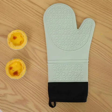 Silikon Hitzebeständige Ofenhandschuhe Küche Backen Kochen Handschuhe Mit Baumwollfutter Rutschfest Langer Topfhalter