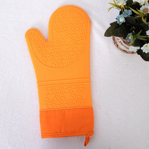 Silikon Hitzebeständige Ofenhandschuhe Küche Backen Kochen Handschuhe Mit Baumwollfutter Rutschfest Langer Topfhalter