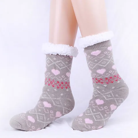 Dames Winter Verdikte Warme Lange Sokken Pluche Manchet Hart Golf Gebreid Thermische Laarssokken Casual Gezellig