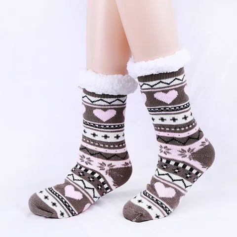 Dames Winter Verdikte Warme Lange Sokken Pluche Manchet Hart Golf Gebreid Thermische Laarssokken Casual Gezellig