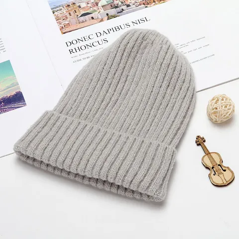 Berretto in Maglia Caldo Invernale per Donna Uomo Tinta Unita Ispessito Pull-On Cappello Casual Estivo Freddo Acrilico