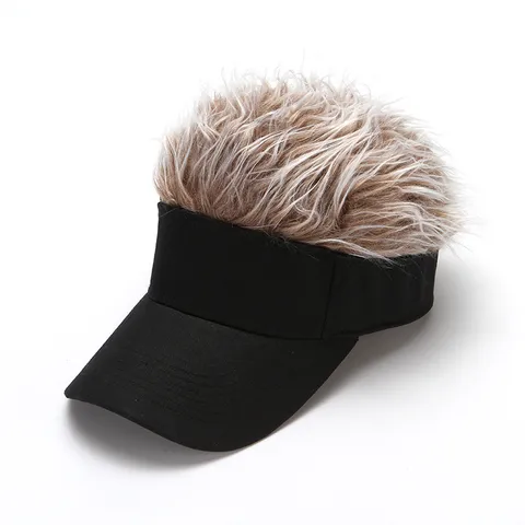 Women Fashion Funny Wig Baseball Cap Adjustable Long Curly Hair Sun Protection Casual Hat