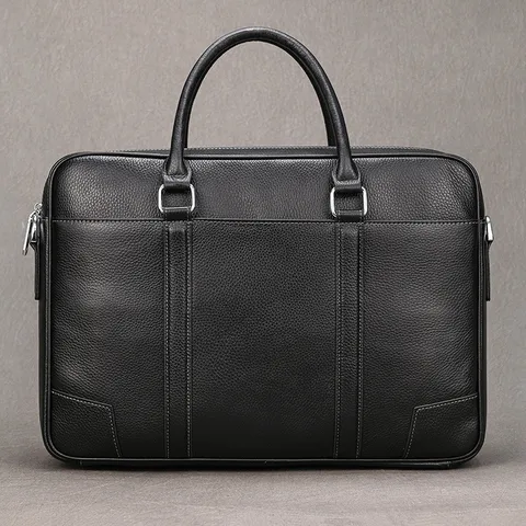 Men Business Briefcase Genuine First Layer Cowhide Large Capacity Handbag Shoulder Crossbody Laptop Messenger Bag Professional Commute