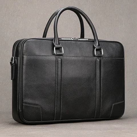 Men Business Briefcase Genuine First Layer Cowhide Large Capacity Handbag Shoulder Crossbody Laptop Messenger Bag Professional Commute