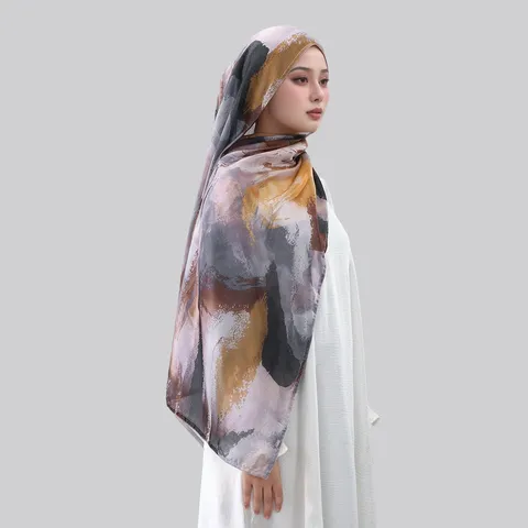 Femme Mode Rayonne Écharpe Style Ethnique Impression Numérique Long Châle Polyvalent Minimaliste Écharpe Solaire Pour Usage Quotidien