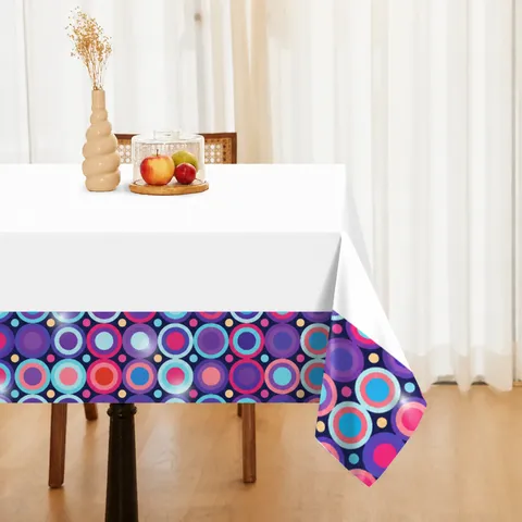 Disco Party Tischdecke Einweg Kunststoff Tischabdeckung Bunte Geometrische Kreise Muster Für Geburtstag Feier Dekoration