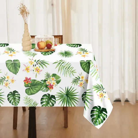 Hawaiianische Tropische Palmblätter Blumen Einweg Plastiktischdecke Geburtstag Party Tischabdeckung Bankett Dekor