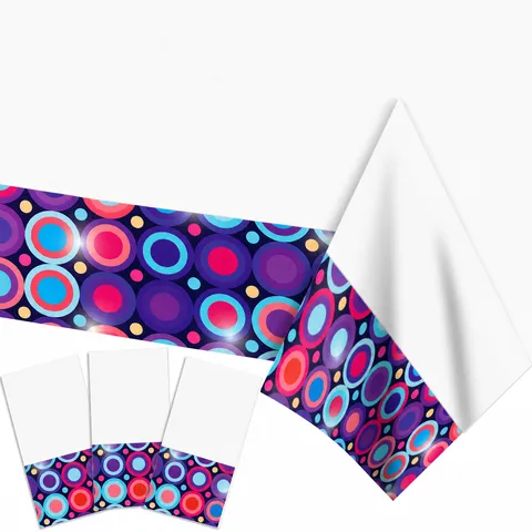 Disco Party Tischdecke Einweg Kunststoff Tischabdeckung Bunte Geometrische Kreise Muster Für Geburtstag Feier Dekoration