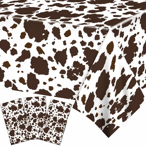 Nappe en Plastique Thème Vache Jetable Housse de Table de Fête Imprimé Vache de Ferme Décoration de Fête d'Anniversaire