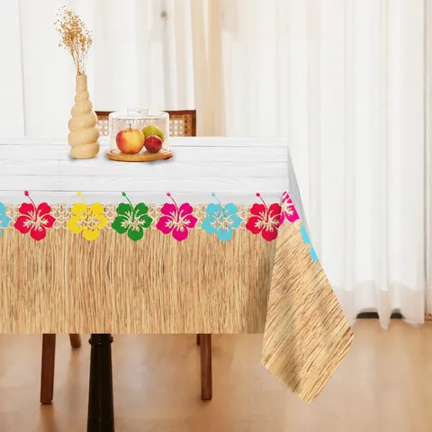 Hawaiian Luau Party Tischdecke Wasserdicht Einweg Kunststoff Hibiskusblüte Tischabdeckung Für Sommer Geburtstag Tischdeko