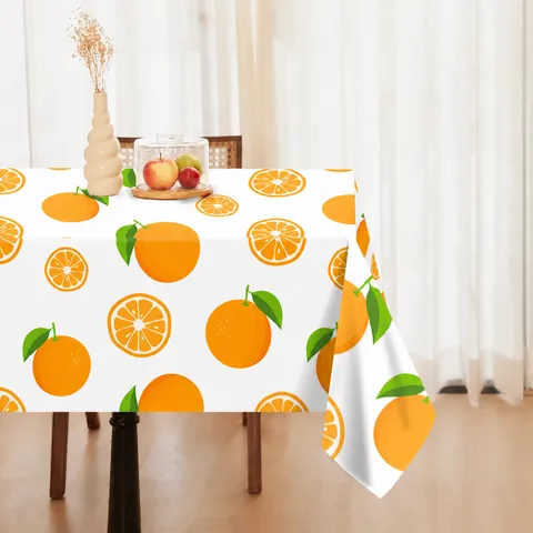 Disposable Tablecloth PE Plastic Orange Fruit Print Waterproof Table Cover For Party Restaurant Home Decor
