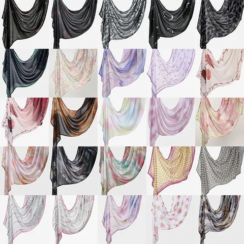 Femme Mode Imprimé Longue Écharpe Coton Air Léger Châle Coiffure Ethnique Polyvalent Floral Géométrique Écharpe Enveloppante