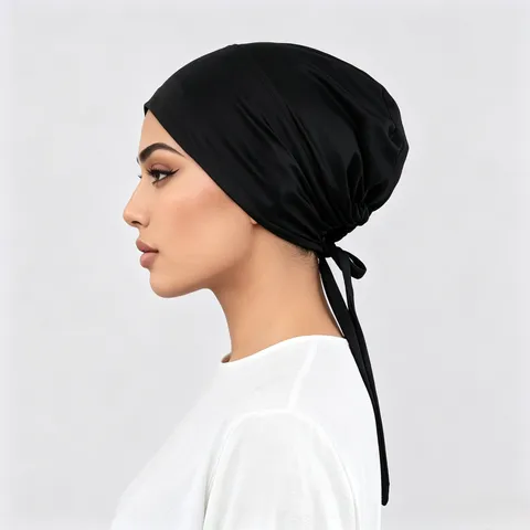 Dames Effen Kleur Polyester Strikmuts Antislip Elastische Hoofddoek Ondergoed Chemo Muts Voor Haaruitval Dagelijks Gebruik