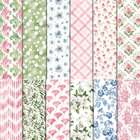 Dekoratives Scrapbooking Hintergrundpapier Aquarell Blumen Rose Bastelpapier Für DIY Journaling Album Dekoration