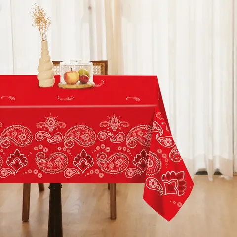 Rotes Bandana Paisley Einweg Plastik Tischtuch Für Party Geburtstag Tisch Dekoration Rechteckige PE Tischdecke