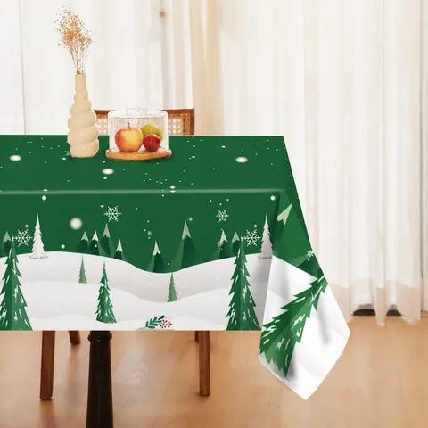 Christmas Snowflake Snowman Party Disposable PE Tablecloth Holiday New Year Table Cover Home Kitchen Dining Decor Supplies