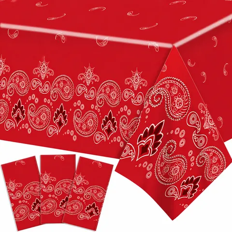Rotes Bandana Paisley Einweg Plastik Tischtuch Für Party Geburtstag Tisch Dekoration Rechteckige PE Tischdecke