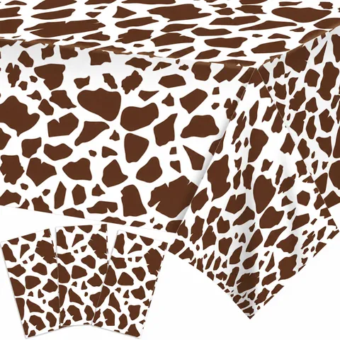 Nappe d'Anniversaire de Fête à Thème d'Animaux Imprimé Vache Nappe en Plastique PE Jetable Pour Événement de Célébration