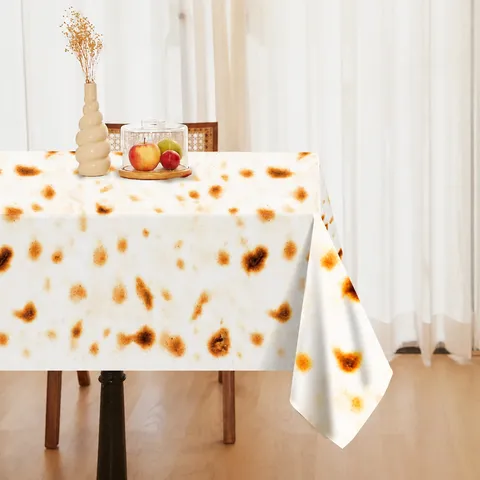 Disposable Waterproof PE Tablecloth Flatbread Pattern Table Cover For Party Festive Celebration Home Decor