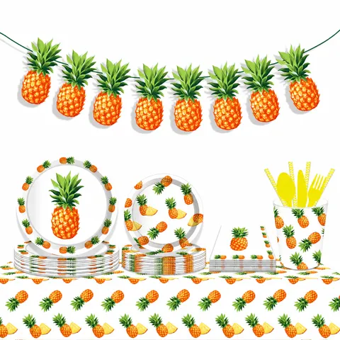 Hawaianische Tropische Ananas Tischdecke Wasserdicht PE Kunststoff Rechteckige Abdeckung Für Geburtstag Party Sommer Veranstaltung