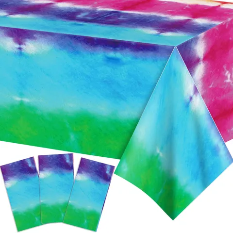 Bunte Tie-Dye Einweg Tischdecke Wasserdichte PE Kunststoff Tischabdeckung Für Party Geburtstag Hochzeit Feier Zubehör
