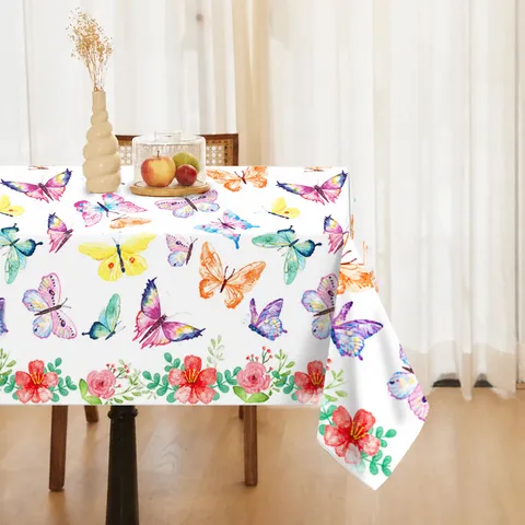 Schmetterling Frühling Blumen Einweg Plastik Tischdecke Wasserdichte PE Tischabdeckung Für Geburtstagsparty Dekoration
