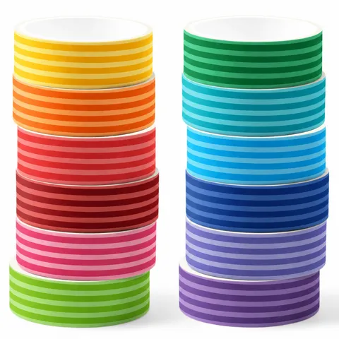 Buntes Gestreiftes Washi Tape Set Dekoratives Klebeband Für DIY Scrapbooking Journaling Büro Schulbedarf