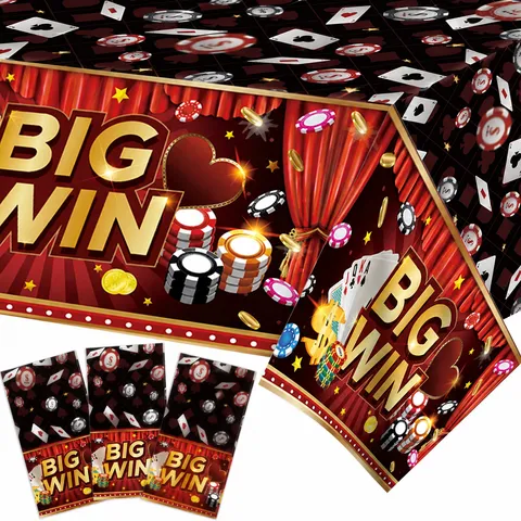 Poker Thema Party Plastik Tischdecke Big Win Casino Geburtstag Tisch Abdeckung Wasserdicht Einweg Tischdecke Dekoration