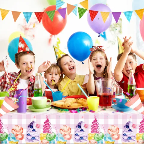 Süße Eistorte Party Tischdecke Wasserdicht Einweg Kunststoff Tischabdeckung Für Geburtstag Feier Party Deko