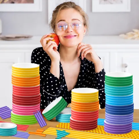 Buntes Gestreiftes Washi Tape Set Dekoratives Klebeband Für DIY Scrapbooking Journaling Büro Schulbedarf