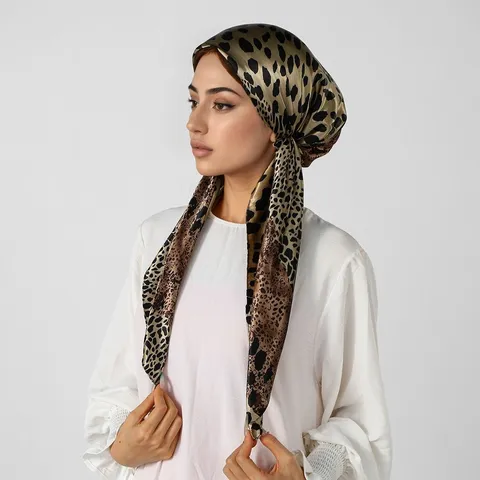 Satin Typotomeno Skoulariki Kefalis Gynaikes Moda Elegant Paisley Leopard Turbans Casual Head Wrap Gynaikeia Aksesouar Mallion