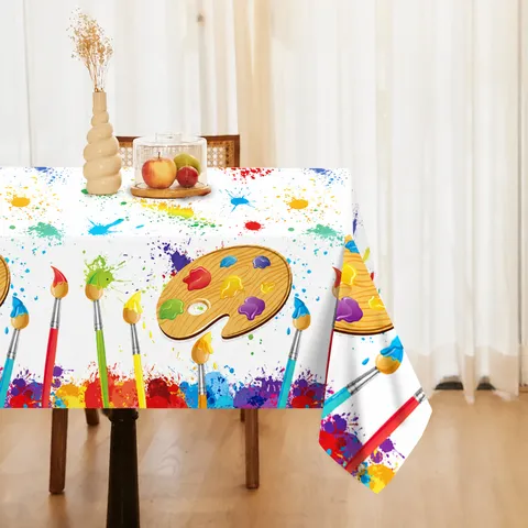 Einweg Party Tischdecke Wasserdichte Kunststoff Tischabdeckung Aquarell Farbspritzer Kunst Design Für Party Tischdeko