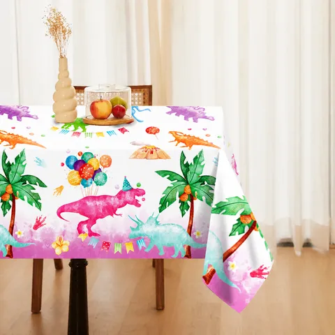 Pink Dinosaur Party Disposable PE Tablecloth Waterproof Children Birthday Party Table Cover Kids Celebration Decor Supplies