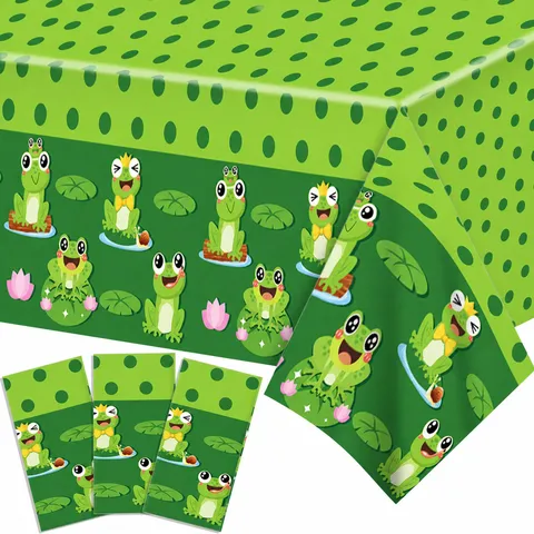 Cartoon Frog Disposable Tablecloth Waterproof PE Table Cover For Birthday Party Kids Celebration Table Decoration Supplies