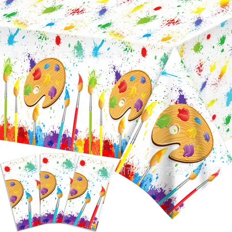 Einweg Party Tischdecke Wasserdichte Kunststoff Tischabdeckung Aquarell Farbspritzer Kunst Design Für Party Tischdeko