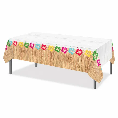Hawaiian Luau Party Tischdecke Wasserdicht Einweg Kunststoff Hibiskusblüte Tischabdeckung Für Sommer Geburtstag Tischdeko
