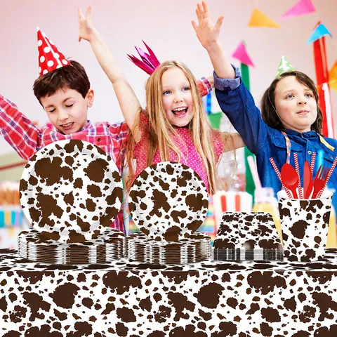 Nappe en Plastique Thème Vache Jetable Housse de Table de Fête Imprimé Vache de Ferme Décoration de Fête d'Anniversaire