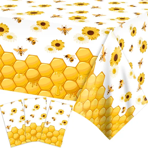 Sonnenblume Biene Geburtstagsparty Einweg Tischdecke Wasserdicht PE Kunststoff Tischdecke Für Feier Event Dekor