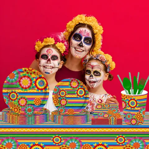 Mexikanisch Blumen Party Einweg Tischdecke Cinco De Mayo Bunt Geometrisch Tischdecke Geburtstag Party Dekoration Zubehör