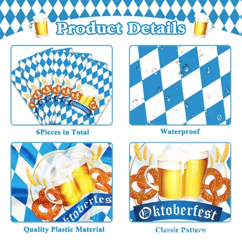 Deutscher Oktoberfest Tischläufer Tischdecke Blau Weiß Rautenmuster Kunststoff Party Festival Heim Esstisch Dekor