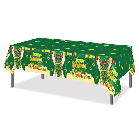 Sukkot Festival Wasserdichte PE Kunststoff Tischdecke Party Esstisch Abdeckung Frohes Sukkot Druck Tischdekoration