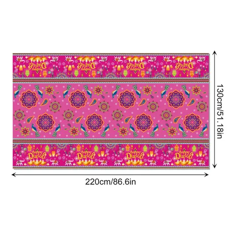 Diwali Einweg Kunststoff Tischdecke Happy Diwali Party Tischabdeckung Festliche Feier Tischdekoration