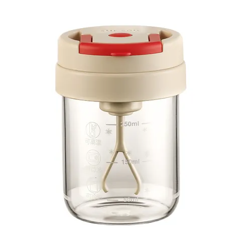Portable Electric Stirring Coffee Mug High Borosilicate Glass Heat Resistant Automatic Mixing Cup Portable Shaker For Protein Powder Milk Drinking Glass With Handle