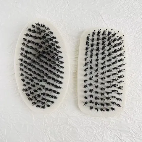 Professional Men Boar Bristle Beard Brush Rubber Cushion Hair Comb Oval Square Shape Styling Tool For Mustache Daily Care