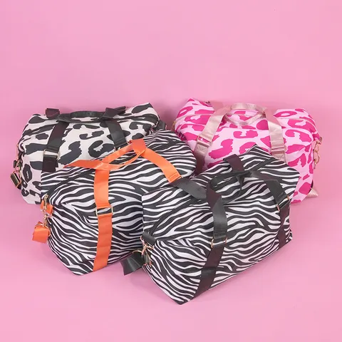 Damen Oxford Gewebe Reisetasche Wasserdicht Nass Trocken Trennung Reisetasche Kuh Leopardenmuster Sporttasche Mit Trolley Schlaufe