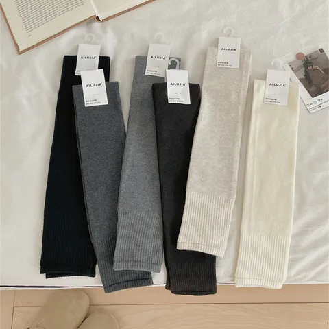 Women's Over-The-Knee Leg Warmers Winter Thickened Warm Knit Polyester Footless Socks Solid Color Minimalist Boot Cuffs